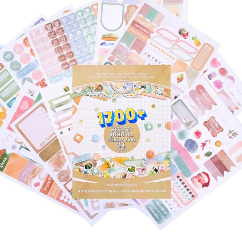 24 Sheets Boho Budget Planner Stickers, Calendar Month Stickers for Planner (Watercolour)