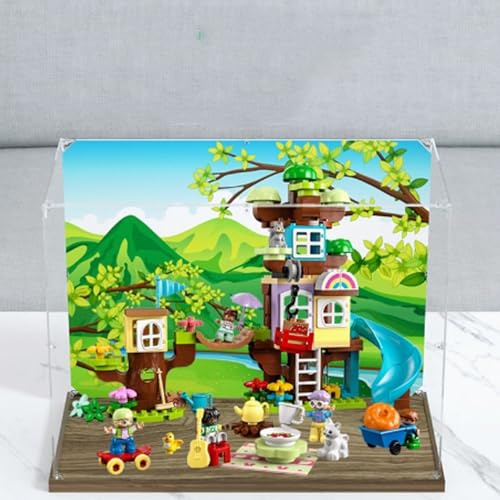 Transparent Acrylic Display Case,for Lego 10993 Creative Treehouse Model ，Clear Box,Storage Box,Display Box,Compatible with 10993 Model. (Display Box only (Wooden Base)