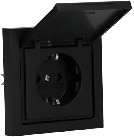 Busch-Jaeger future linear Steckdosen-Set mit Klappdeckel 1-fach | 1× 20 EUK-885 SCHUKO Steckdose mit Klappdeckel + 1× 1721-885K Abdeckrahmen