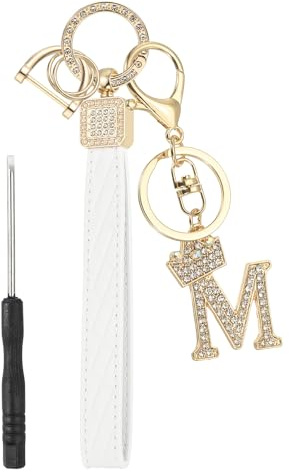 PATIKIL Schlüsselanhänger Buchstabe, M Form Taschenanhänger Charms Anhänger Gold, Adelssymbol Design Keychain Glitzernde Buchstabenanhänger für Geschenke, Schlüsselbund, Taschenzubehör