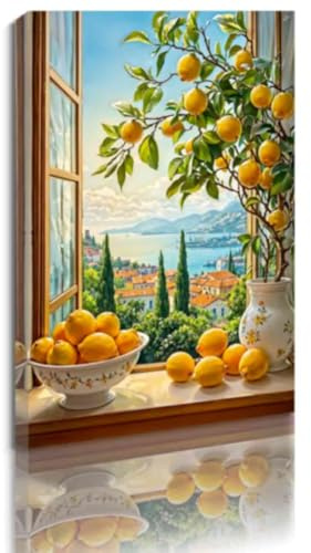 ZQQART Obst Kunst Orangen Bild Küche Leinwand Fotodrucke Orangen und Blumenmalerei Vintage Obstplakat Küchenbilder Dekor (Orange,30x45cm)
