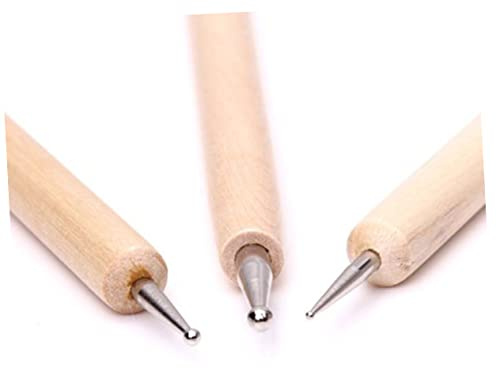 BELLIFFY Set di 3 Utensili per Argilla da Modellare Strumenti a Sfera per Goffratura e Scultura, in Legno e Acciaio Inox, per Ceramica e Argilla
