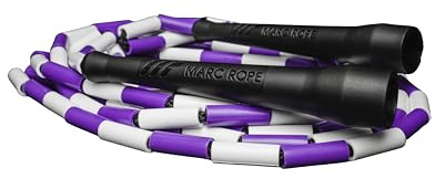 MARC ROPE Corda per Saltare Professionale con perline rigide BEADED Rope Lunghezza Regolabile Manici Indistruttibili per Freestyle, Cardio, Fitness, Bruciagrassi. (Viola Bianco)