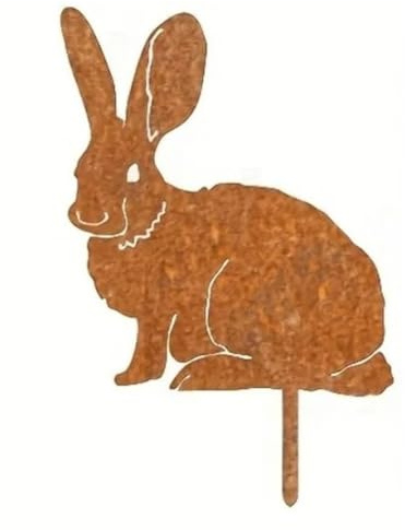 Breeshy Piquet de Jardin Rustique en Métal pour Lapins - Silhouette de Lapin Rouillé, Art de Jardin Extérieur pour Décoration de Ferme, Parfait pour Pâques