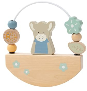 Sterntaler Motorikspielzeug Wippe Esel Emmi - Fördert Hand-Auge-Koordination und Motorik - Aus FSC® 100%-zertifiziertem Holz - Kreatives Denken anregen - Nachhaltiges Baby- und Kleinkindspielzeug