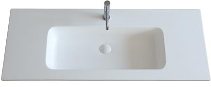 BRIDGE BENO Lavabo da Bagno Bianco 120x46x14,3 cm | Lavabo da Appoggio con Foro Rubinetto, Senza Troppopieno, Ampia Superficie