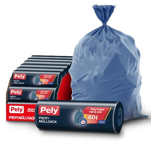Pely Profi Müllsäcke 60 Liter, Vorteilspack 13 x 15 Stück, Vorteilspack, die sichere Entsorgung für Garten und Bauabfällen (60 L)
