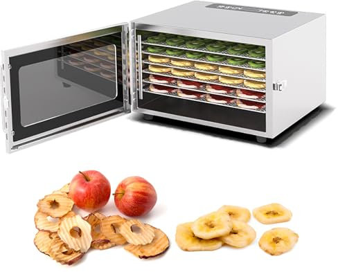6 Tray Food Dehydrator, Biltong Food Dehydrator and Drying Cabinet 400W, 30℃-90℃/86℉-194℉ Adjustable Temperature, 360° Hot Air Circulation, Embedded Design, for Fruits and Dried Meat