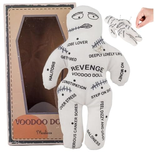 HoveeLuty Voodoo-Puppen, 21, 6 x 13 cm, weiße Polyester-Baumwolle, Gruselpuppe mit unheimlichem Aufdruck, Gruselpuppe, Rache, Negative Horrorpuppen zur emotionalen Entlastung, Horrorpuppen