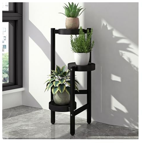 RHJOPL Portafiori, Portavasi Ad Angolo A Strati, Espositore in Metallo, Portafiori Multifunzione, Adatto for Soggiorno(Black,27x27x71cm)