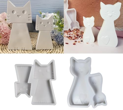 4 Stück Silikonformen Gießformen Katze, 3D Silikonform Katze Gips zum Gießen für Tiere, Epoxidharz Formen, Gießformen für Bastelarbeiten, Gips, Kunsthandwerk DIY Handgefertigter