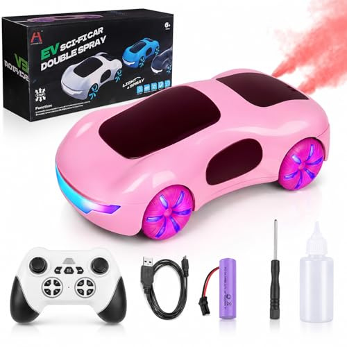 BunnyJOY Ferngesteuertes Auto 6 Jahre Mädchen, RC Stunt Auto 360° ab 8 Jahren Mädchen, Sprühfunktion, Car Spielzeug mit Coole Lichter und Geräuschen, Geschenk 6-9 Jahre, Rosa
