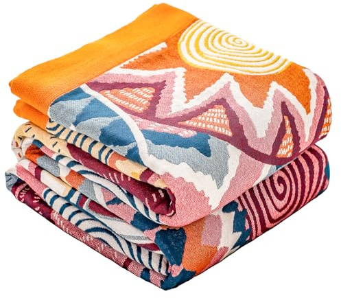 HOORDRY Premium Musselin Decke,100% Baumwolle Tagesdecke, Doppelseitig Kuscheldecke, Boho Tagesdecken 230×250CM, Sofaüberwurf,Bett-Überwurf, Baumwoll für Ganze Saison