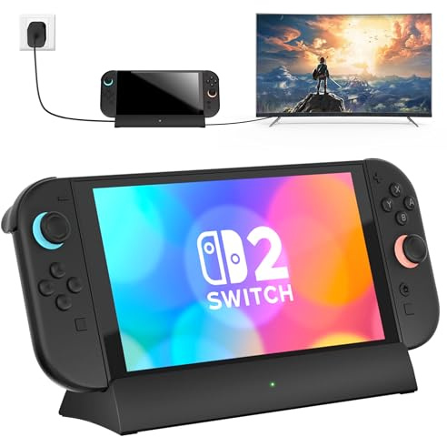 TV-Dockingstation für Switch 2, Ersatz für offizielle Switch 2 Dockingstation. Switch 2 Dockingstation mit 4K @ 120Hz HDMI-Ausgang, Typ-C-Anschluss, 3.0-USB-Anschluss (nur Dock, nicht geeignet für die