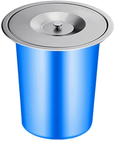 JTWWDM Pattumiera da Incasso per Piano di Lavoro, Scivolo per Rifiuti in Plastica Nascosto con Coperchio di Sollevamento Rotondo, Bidone della Spazzatura in Acciaio Inossidabile,Argento,5L