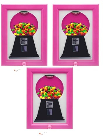 Candy Dispenser Picture Frame, 3 Pack Wall Mounted Candy Dispenser Frame, Funny Acrylic Gumball Machine Frames for Business Candys Station Teacher Appreciation Gift Party Favor Dispensers