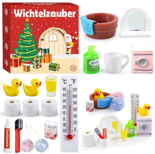 Wichtel Zubehör8 Miniatur Deko, Wichtel Set Weihnachten Komplett Miniatur ZubehöR Szene， Ausstattung Von PuppenhäUsern, Miniaturlandschaften Und Kreative Weihnachten Dekorationen