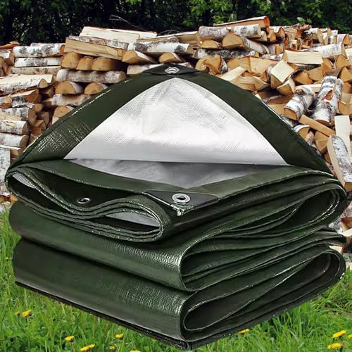 Telone Impermeabile per Esterno 200g/m² PE 1.5x3m Telo Occhiellato Rinforzato in Copertura per Piscina Auto, Mobili da Giardino, Antipioggia e Antivento verde argento