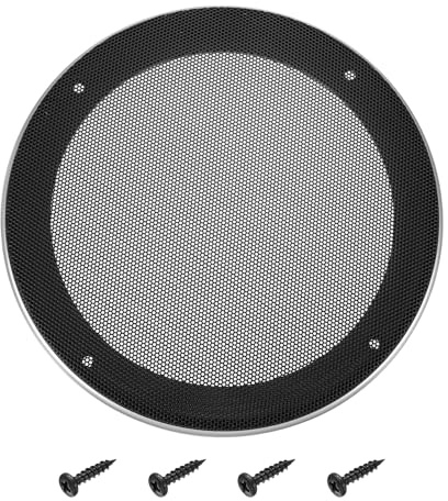 QUARKZMAN 6.5 Grille pour Haut-Parleur avec Cadre en ABS | Argenté Pour Accessoires Audio Voiture Avec 4 Vis, Noir, Couverture En Métal Grille De Protection Pour Subwoofer