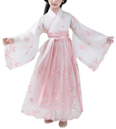 Générique Robe Hanfu Pour Enfants, Élégante Tunique Style Tang Traditionnelle Chinoise Pour Fille Costume Dynastie Cosplay Carnaval Tenue Déguisement Vintage Artistique
