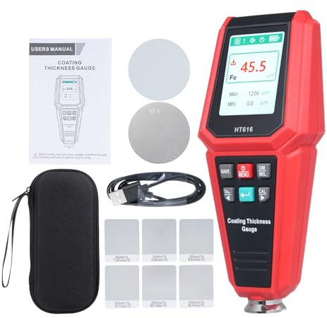 YDuupxe Lackdickenmessgerät mit Hochempfindlicher Sonde, 2,0-Zoll-Display, Automatischer Substraterkennung, Ideal für die Inspektion von Automobilbeschichtungen (HT616)