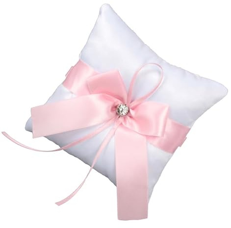 MUCKLILY Cojín para Anillos de Boda Almohada de Anillo de Boda Rosa 1 Pieza Tela para Novia
