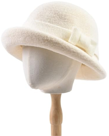 IRFHDCX Melonhatt elegant fedora-hatt för kvinnor | Höst vinter varm enfärgad rosett Bucket Dome Cap