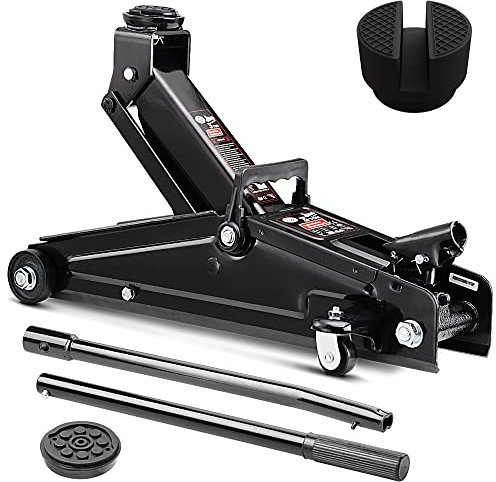 Deuba® hydraulischer Wagenheber 3 Tonnen Hubhöhe 135-400mm inkl. 2 Gummiauflagen Stahlverstärkung KFZ Auto SUV Rangierwagenheber Hydraulik Rollbar