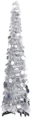 vidaXL Pop-Up Künstlicher Weihnachtsbaum Christbaum Tannenbaum Dekobaum Kunstbaum Weihnachten Dekoration Weihnachtsdeko Baum Silbern 120cm PET