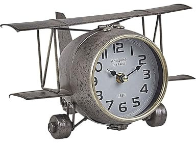 Beliani Dekorative Tischuhr im modernen Design Flugzeugform Silber/schwarz Stans