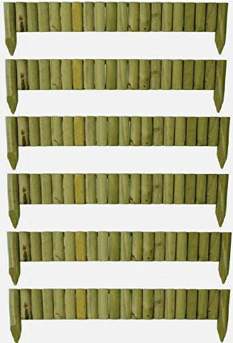 rightclick 6-Pcs 1M Fixed Wooden Border Fence, Decorative Logs For Lawn Perfect for Patio & Border Edging, Plants & Flower Beds, Straight Border Edging,_ 15CM x 1M(H x L)