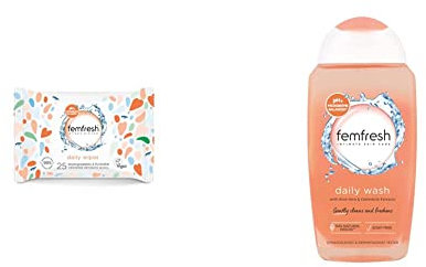 Femfresh Intimate Wipes - Flushable & Biodegradable Disposable Feminine Hygiene Vaginal Cloths & Everyday Care Daily Intimate Vaginal Wash – Feminine Hygiene Shower & Bath Gel Cleanser – 250ml