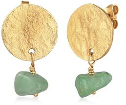 Elli Orecchini Donne Orecchini pendenti ciondolo Vintage martellato con avventurina in argento sterlino 925 placcato oro