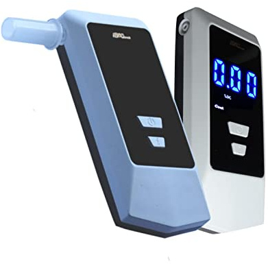 iBACheck AAT088 Rechargeable Alcohol Tester Breathalyzer with auto flow detect and auto cleaning feature. Long battery consumption breathalyser and last 200 tests after fully charge… (B&W 1)