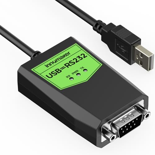 innomaker Industrieller USB zu serieller RS232 Adapter, USB auf DB9 Stecker, FTDI-Chipsatz, ESD-Schutz, Signal-/Stromtrennung, kompatibel mit Windows 11,10,XP, Mac OS, Android, Linux
