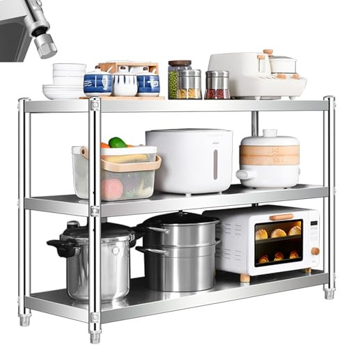 CHBMZ Vorbereitungstisch aus Edelstahl, Gewerblicher Küchentisch aus Metall mit Verstellbarer Ablage Und Tischfuß für Restaurant, Zuhause Und Hotel (Size : 100x60cm/39x24in)