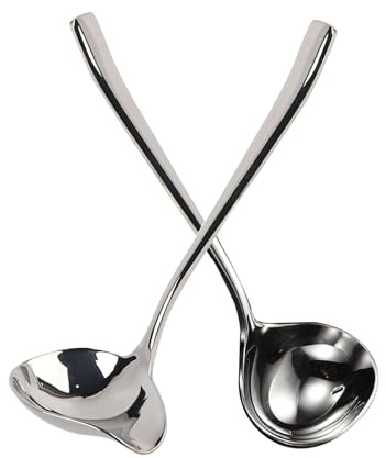 Generic Stainless Steel Small Sauce Ladle, With Pouring Spout Gravy ladle, for Salad dressing and dressings, 7.4Inches 2 Pieces Dishwasher Safe