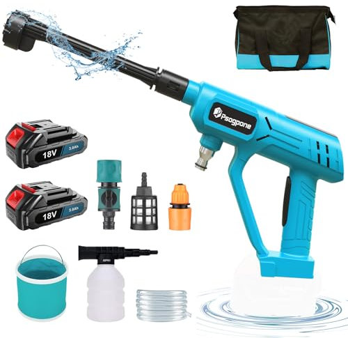 Cordless Pressure Washer for Makita 550 PSI Portable Handheld Power Washer with 2 * 3000mAH Battery 6-in-1 Nozzle Foam Cannon for Car Floor Fence Wall Cleaning