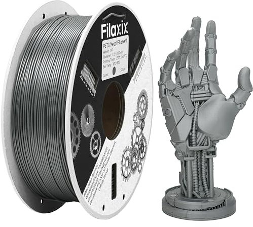 PETG-Filament 1,75 mm Metallic Silber, PETG-3D-Druckfilament, Kompatibel Mit Bambu LAB, QIDI MAX3, FLASHFORGE Adventurer 5M, Prusa MK4 3D-Drucker, 1 kg