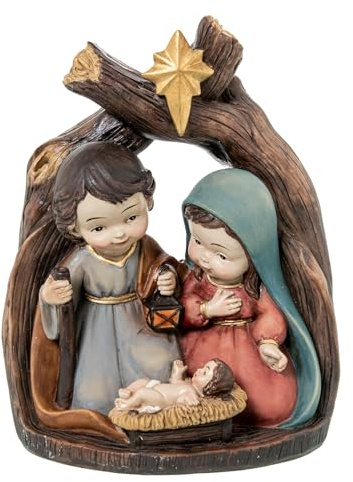 DRW Misterio - Nacimiento - Portal de Belen de Resina en Beige y Marron 6x16x8 cm