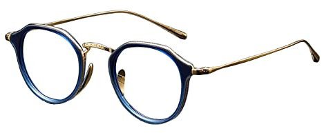 Ｚｉａｌｏｆｉ Brillengestelle Im Retro Stil für Damen Und Herren, Blau und Gold