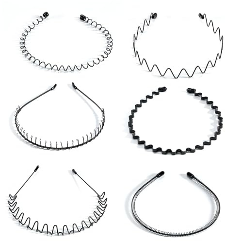 6 diademas para el pelo para mujer y hombre, color negro, para deportes al aire libre, yoga, fitness