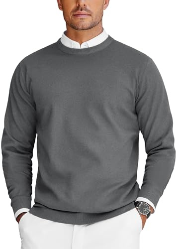 COOFANDY Maglioni per Uomo Pullover a Maglia Maglione da Lavoro Felpa Uomo Firmata Maglioncino a Maniche Lunghe Pullover Girocollo Top Casual Grigio Scuro M