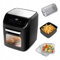 Huslog Friggitrice ad Aria Calda XXL 12L, 1800W Air Fryer Multifunzione con 12 Programmi, Display LED Touch, Finestra Trasparente, Cestello Rotante, Girarrosto e Griglie, Cottura Sana Senza Olio, Nero