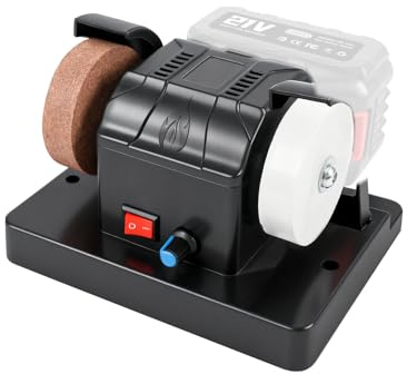 Mini smerigliatrice da banco senza fili compatibile con batteria Makita 18 V, velocità regolabile da 0 a 7000 giri/min, con mole abrasive da 80/120 mesh per metallo, legno e coltelli