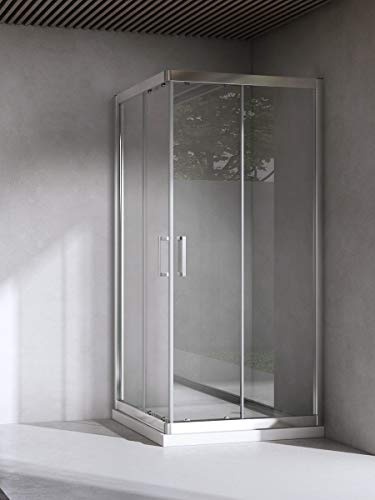Yellowshop | Box Cabina Doccia Bagno Quadrato, Dimensioni: 70X70 cm, Cristallo 6mm : Trasparente