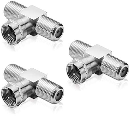3 Stück F-Adapter SAT TV Verbinder Kupplung Splitter T-Stück F-Stecker 2X F-Buchse