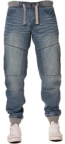 Enzo New Mens Cuffed Denim Joggers Jeans Black Fashion All Big King Sizes