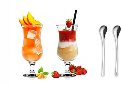 Topkapi Tiki Bahamas - 4-teiliges Cocktail-Set mit 2 Cocktail Gläser + 2 Cocktail Löffel, Cocktailgläser Partygläser Bargläser