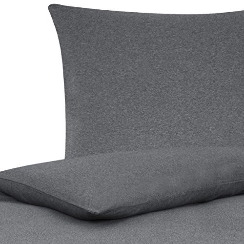 Traumschlaf Uni Jersey Melange Bettwäsche anthrazit, 1 Bettbezug 135 x 200 cm + 1 Kissenbezug 80 x 80 cm